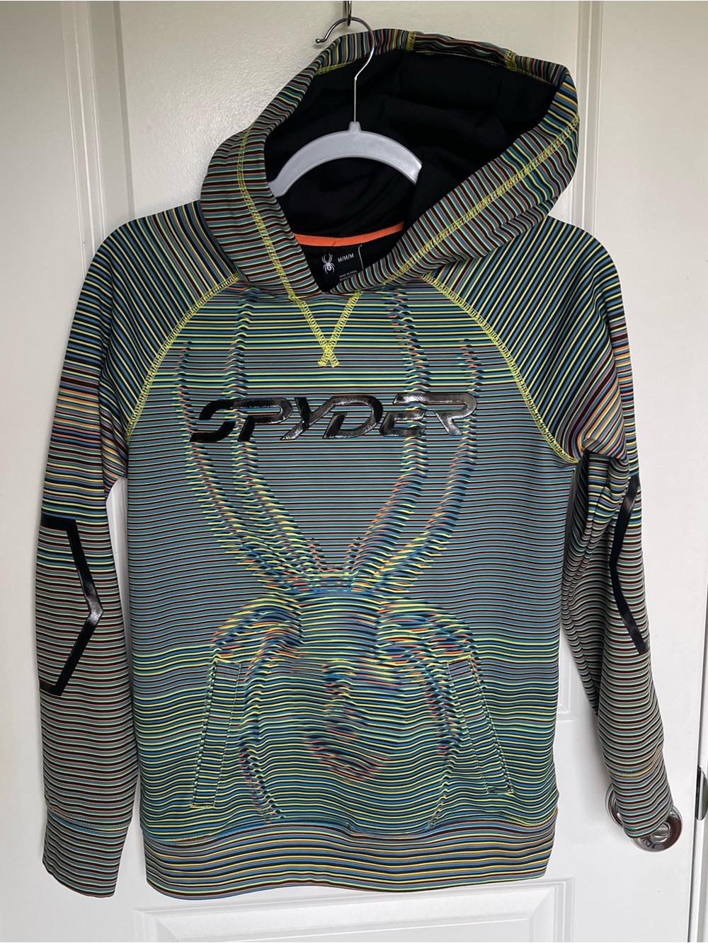 Spyder *rare* fitted Striped Performance Pullover Hoodie - Picture 3 of 11